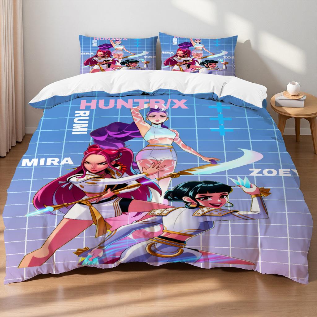 KPOP Lovci démonů Ložní souprava Queen King Size EU Jednolůžko Přikrývka Povlak na přikrývku Sady s povlaky na polštáře Pro dívky K narozeninám