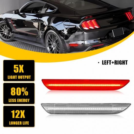 2Pcs Rear Red Fender / White LED Side Marker Light For 2015- Ford Mustang