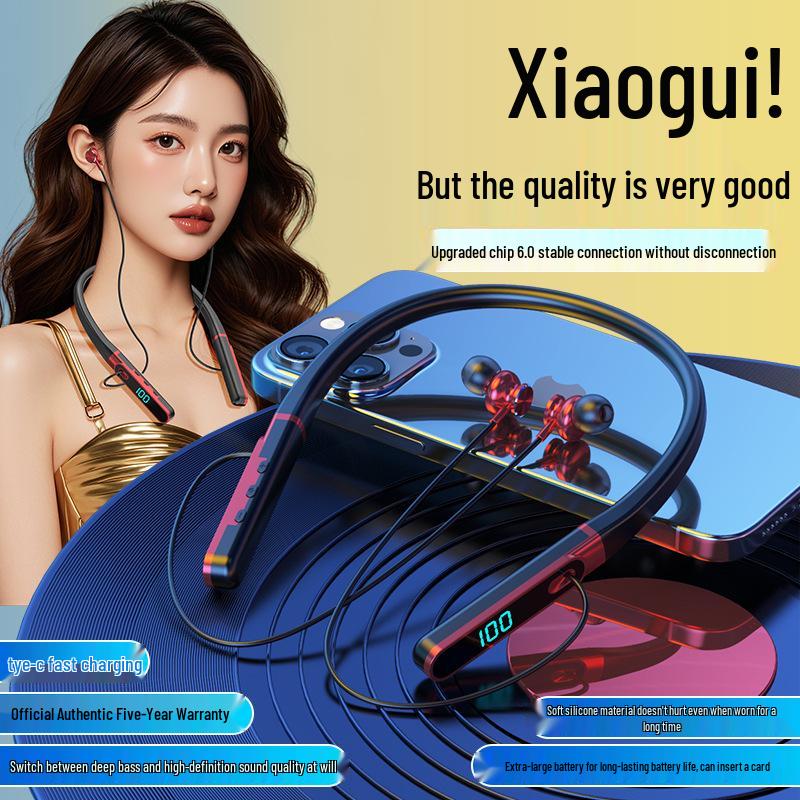 Neckband Bluetooth Headphones with Long Battery Life, Large Volume, Compatible with Apple, Huawei, and Android Devices