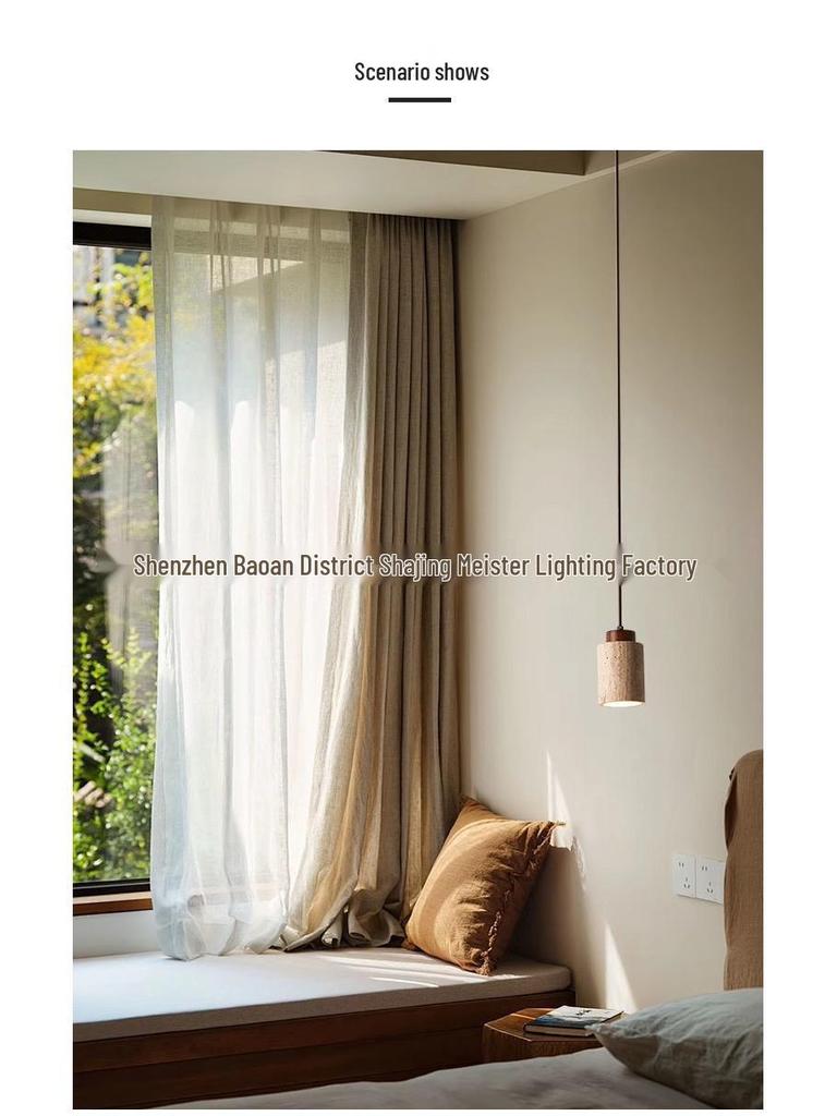 Wabi-Sabi Yellow Stone Pendant Lamp for Bedroom or Bar Counter