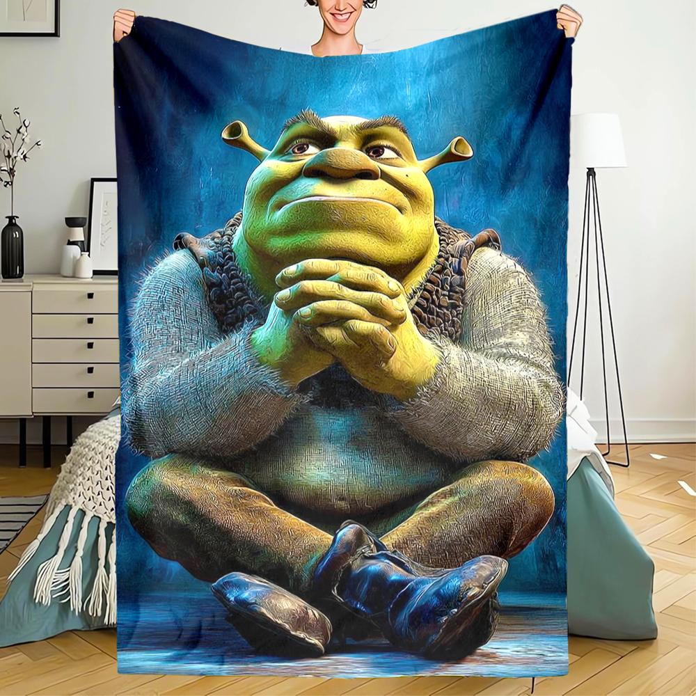 Shrek Theme Printed Blanket - Perfect for Couch, Bed, Travel & Outdoor Use | Machine Washable, Cozy & Durable.