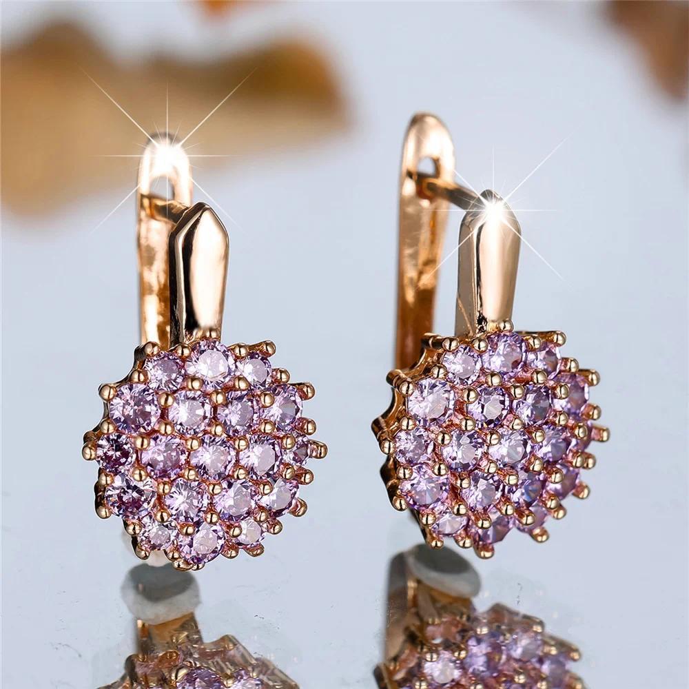 Luxuriöse Roségoldfarbene Hängeohrringe mit glänzendem blauen Zirkonia und Blume für Damen,… Mehr