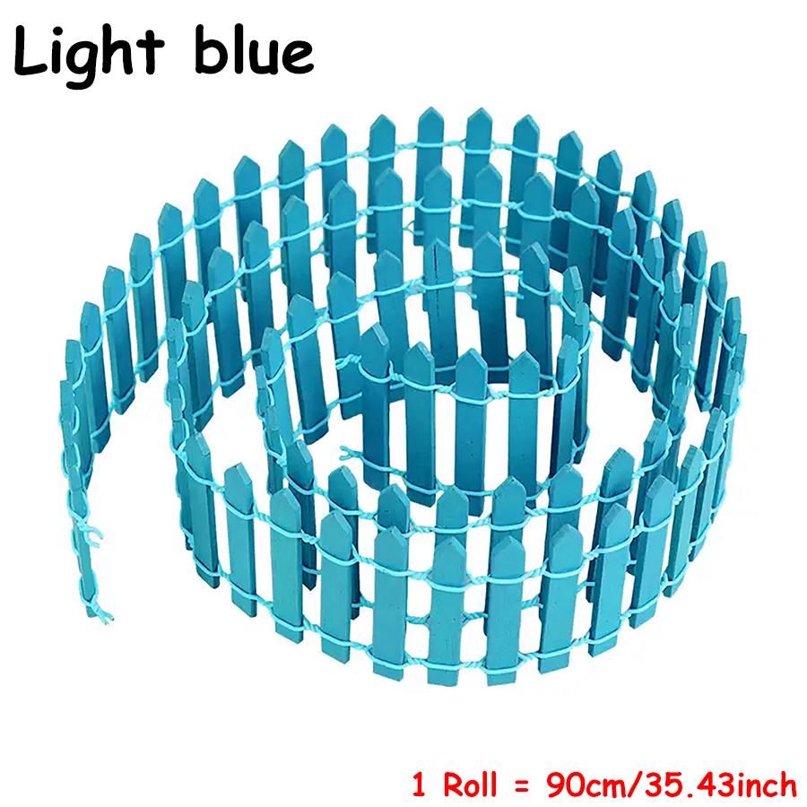 

90cm Miniature Wooden Pointed Picket Fence Mini Creative Ornaments for Horticultural Gardens Garden Fence for Crafts DIY Model светло-синий