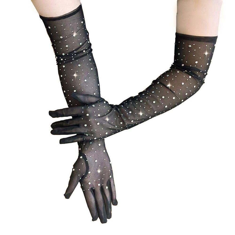 

Transparent Long Gloves Mesh Bride Wedding Gloves Fashion Sun Protection Mittens Women
