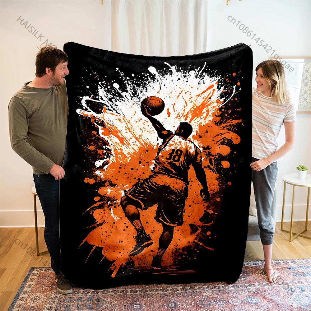1PC Ink splash basketball dunk Print Adult Children Warm Blankets Home Travel Car Soft Comfortable Suitable for all seasons