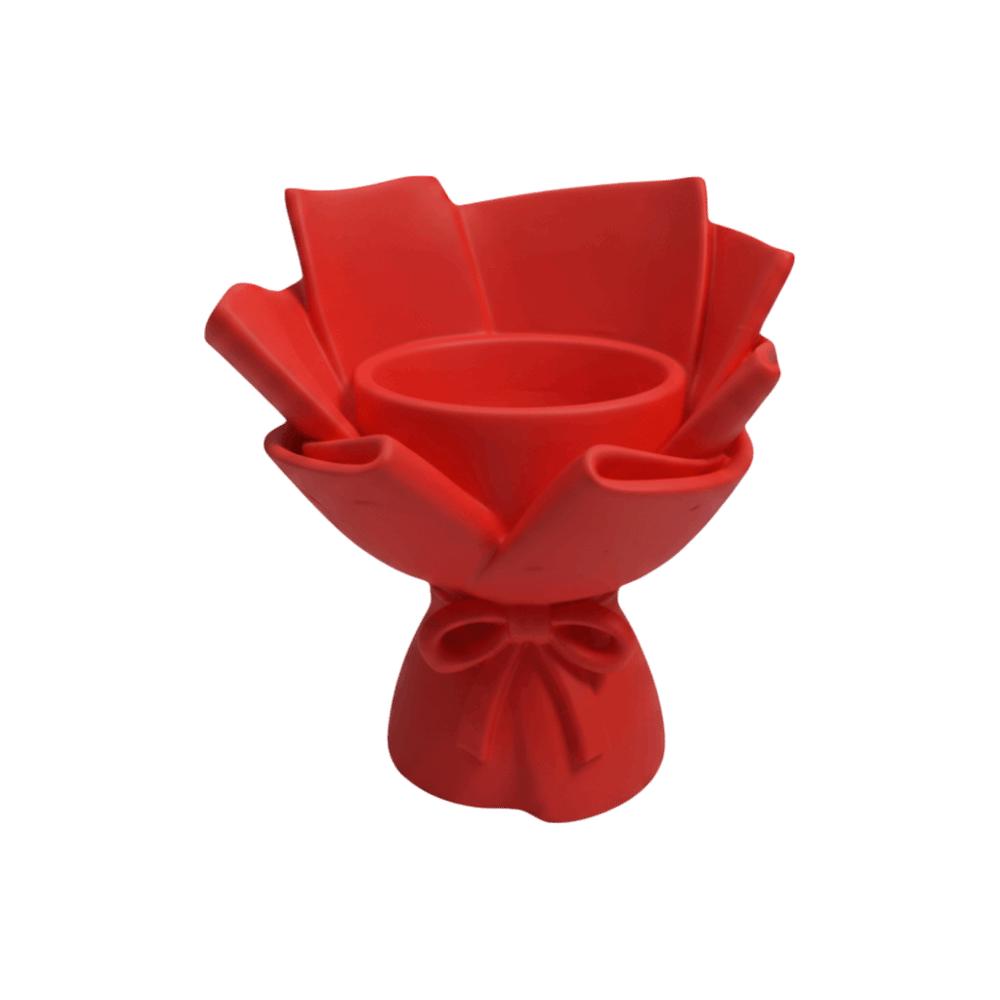 

Sweet Bow Design Flower Bouquet Pen Holder Desk Makeup Brush Stand Desktop Small Decoration красный