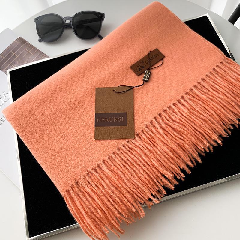Women's 300g Solid Color Imitation Cashmere Scarf – High-End, All-Match, Warm Autumn/Winter Shawl.