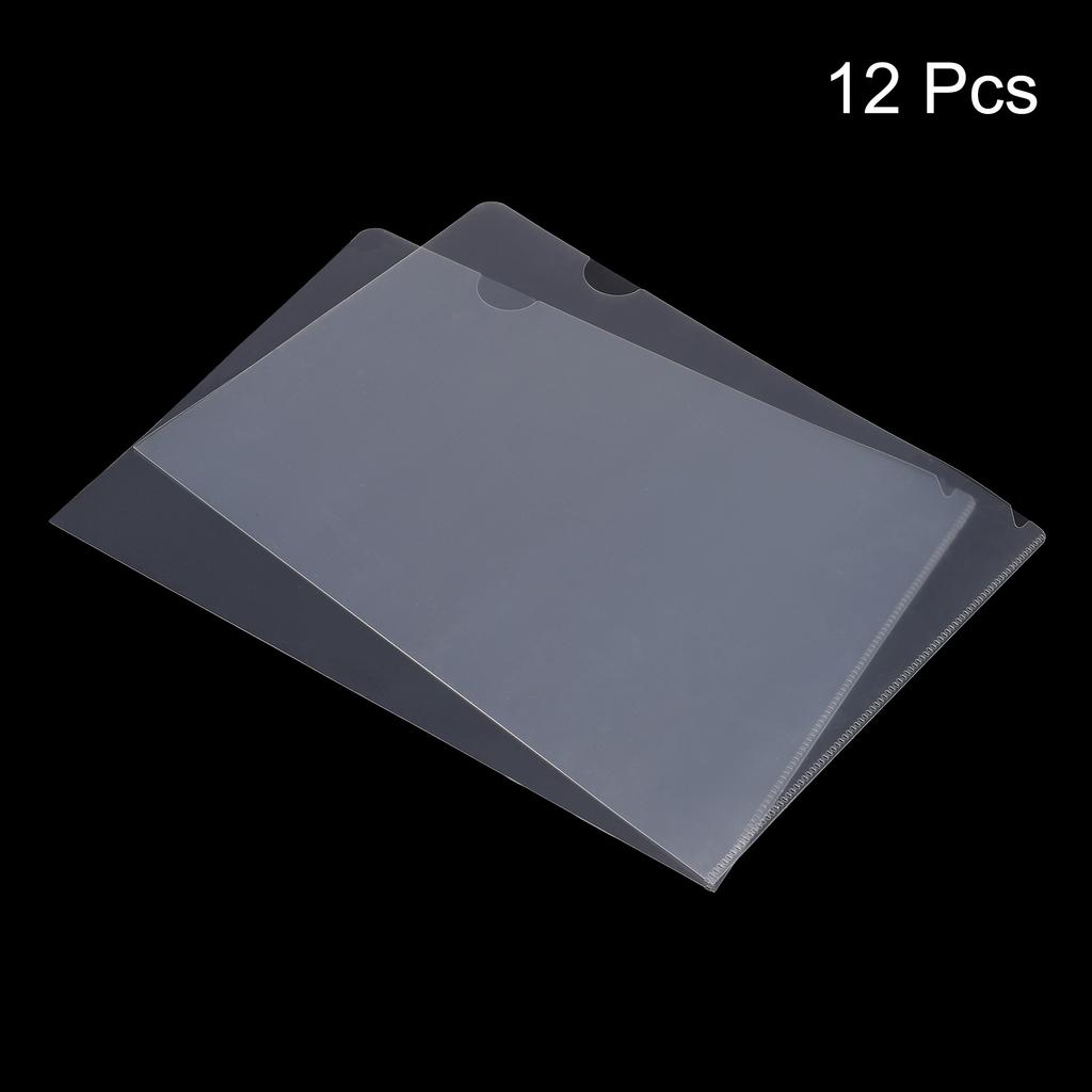 12/24Pcs L Type Folders A4 Plastic File Project Pockets File Folder Clear Paper Document Jacket Sleeve School Office Supplies