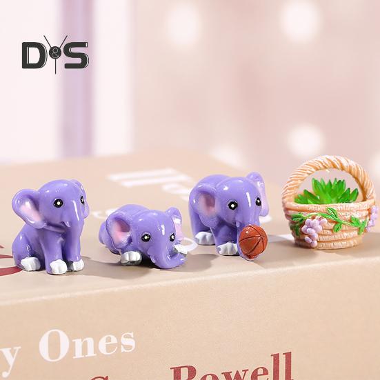 4Pcs Elephant Figurine Exquisite Realistic Resin Micro Landscape Decor Animal Miniature