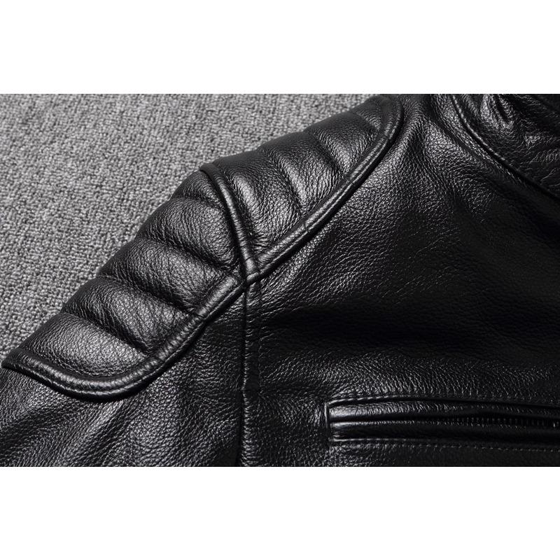 Chinese Size Vintage Yellow Brown Real Cowhide Genuine Leather Jacket Men Motorcycle Coat Mens Biker Clothes Spring Autumn Asian Size 6XL