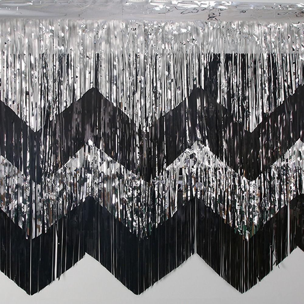 3PCS 50x200cm Wave Rain Silk Curtain Decorative Exquisite Glitter Rain Curtain PET Party Backdrop Curtains