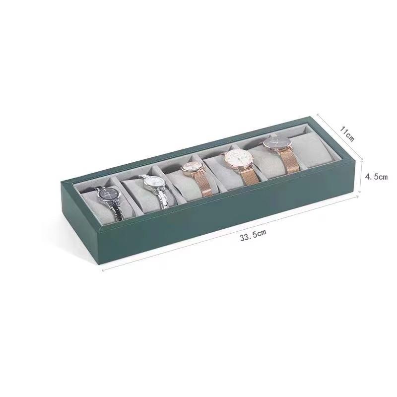 Gray Pu Leather Watch Display Tray With Large Capacity 6/12/24 Grid Watch Display Tray For Men And Women's Jewelry Storage