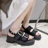 Hot Selling Female Sandal Fashion Womens Shoes 2025 Buckle Strap With Heel Open Toe Luxury Summer Outside New Thick Peep Scandal