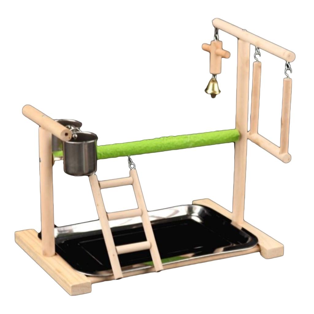 Bird Perch Parrot Stand Toy Natural Wood Playground Gym Accessories for Cage