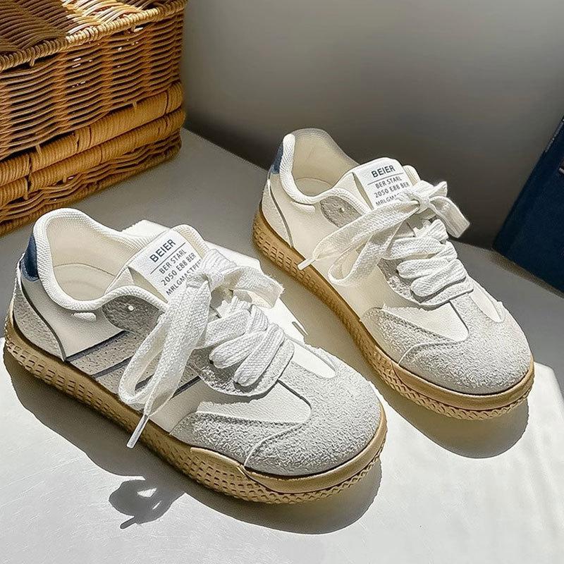 

Versatile little white shoes student casual sports shoes ins tide 2025 new spring retro niche moral training board shoes women 40 бежевый