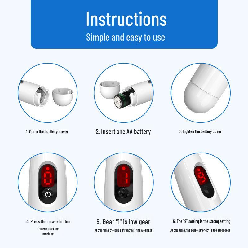 Meridian Pulse Acupressure Pen: 5-Head, 9-Level Intensity Acupuncture Massager with Red Light