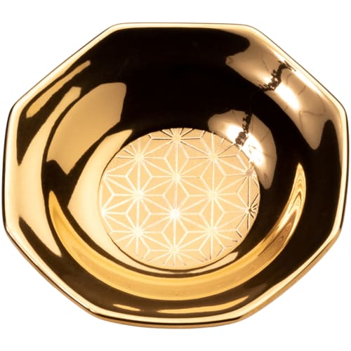 

Ceramic Arte Golden Octagonal Salt Plate (Hemp Leaf)