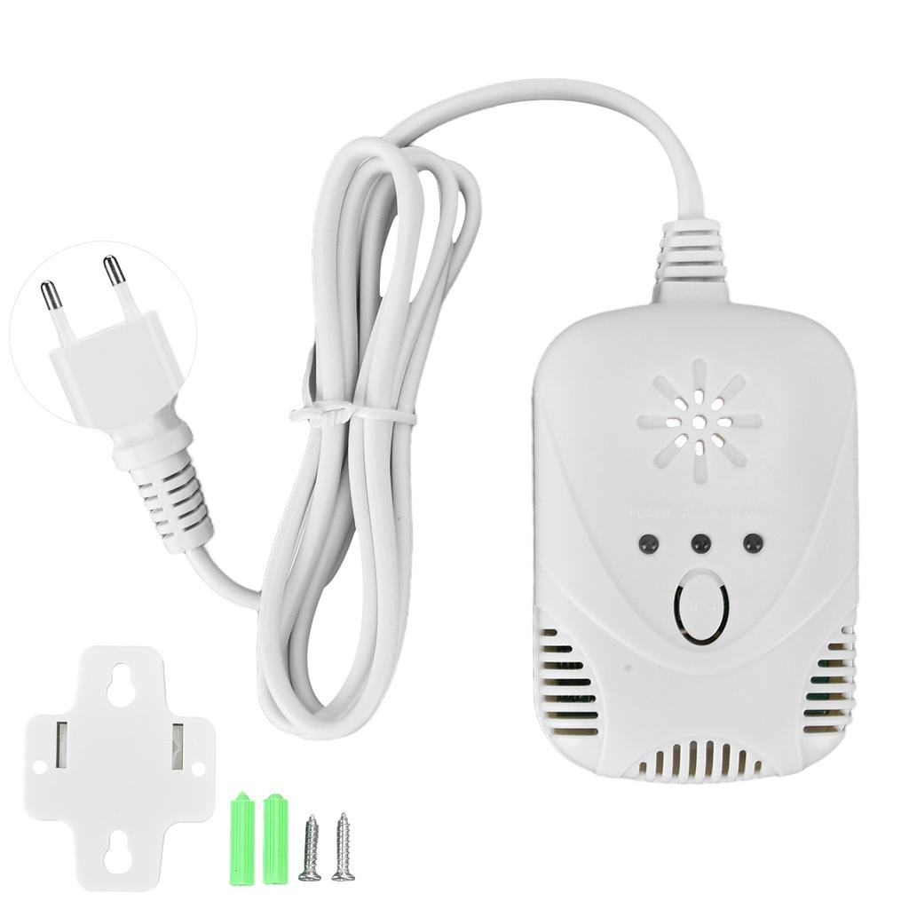 Home Combustible Gas Detector Sound Light Alarm 85dB M for Natural Coal LPG 90‑240VEU Plug