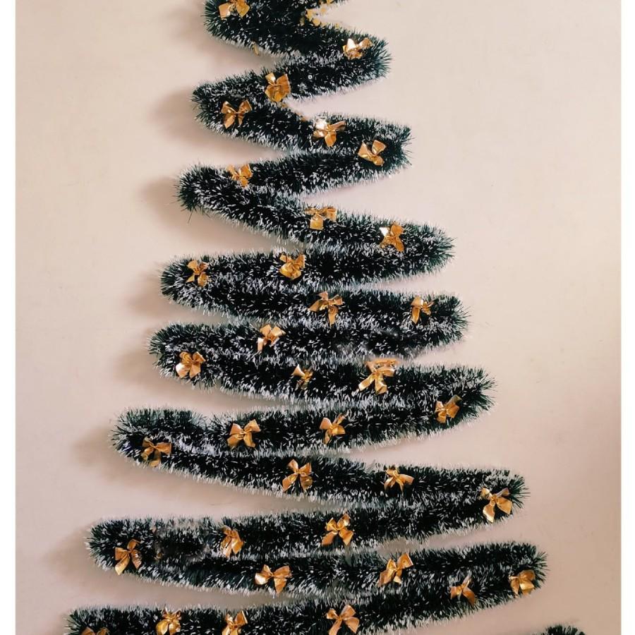 10m Dark Green Tinsel Ribbon Feather Boa Christmas Tree Ornament Set