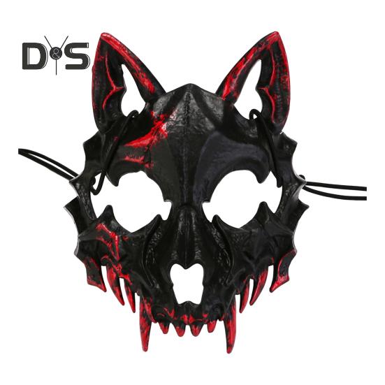 

Маска на половину лица, костюм ужасов на Хэллоуин, реквизит, скелет животного, кровавая маска с эластичными ремнями для Хэллоуина, косплея, карнавалов, маскарадов B