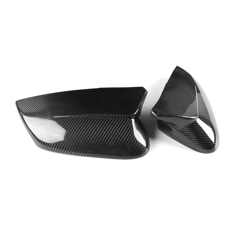 2Pcs Black Carbon Fiber Add-On Mirror Cap Cover Trim For Kia EV6 2022 2023 2024