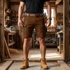 Pantalones Cortos Cargo para Hombre con 6 Bolsillos, Cierre de Botón, Cintura Elástica, Color