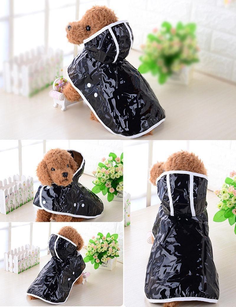 Coat Rain Pet Raincoat Outdoor Dog Jacket Puppy Clothes Transparent Waterproof XL чёрный