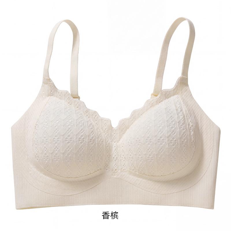 Traceless Beautiful Back Without Steel Ring Gathering Bra Soft Support Thin Cup Lace Girl Fixed Cup Collection Breast Underwear