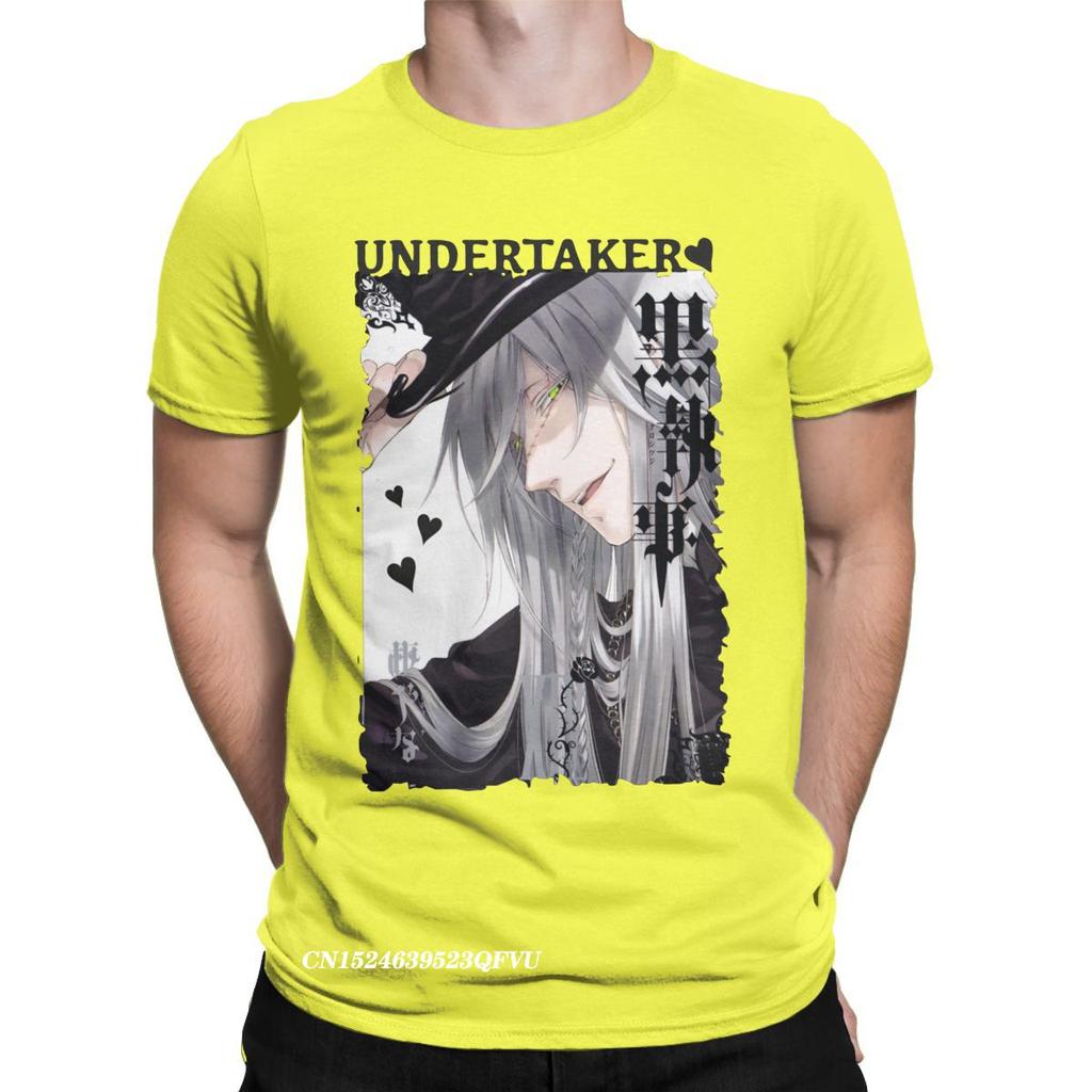 Undertaker Black Butler T-Shirts Herren Anime Lustig Premium Baumwoll T-Shirt Rundhals Harajuku T-Shirt Ästhetische Camisas Tops