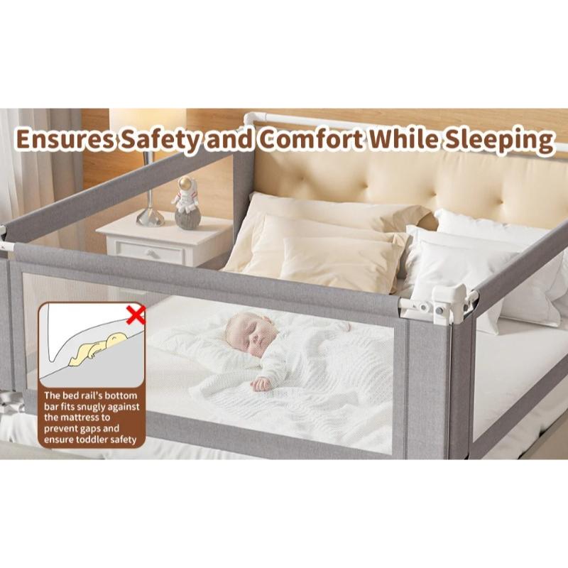 1pcs 2.0M Bed Safety Rail No-drill Baby Guardrail Anti Fall Bed Barrier Bed Safety Fence Suitable for Twin Queen King Beds