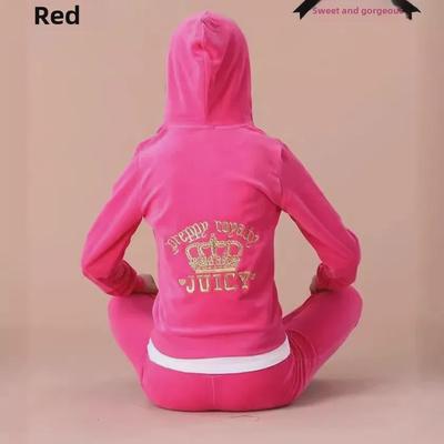 2025 Herbst Koreanischer Goldvelours Bestickter Outdoor Zweiteiler in Übergröße