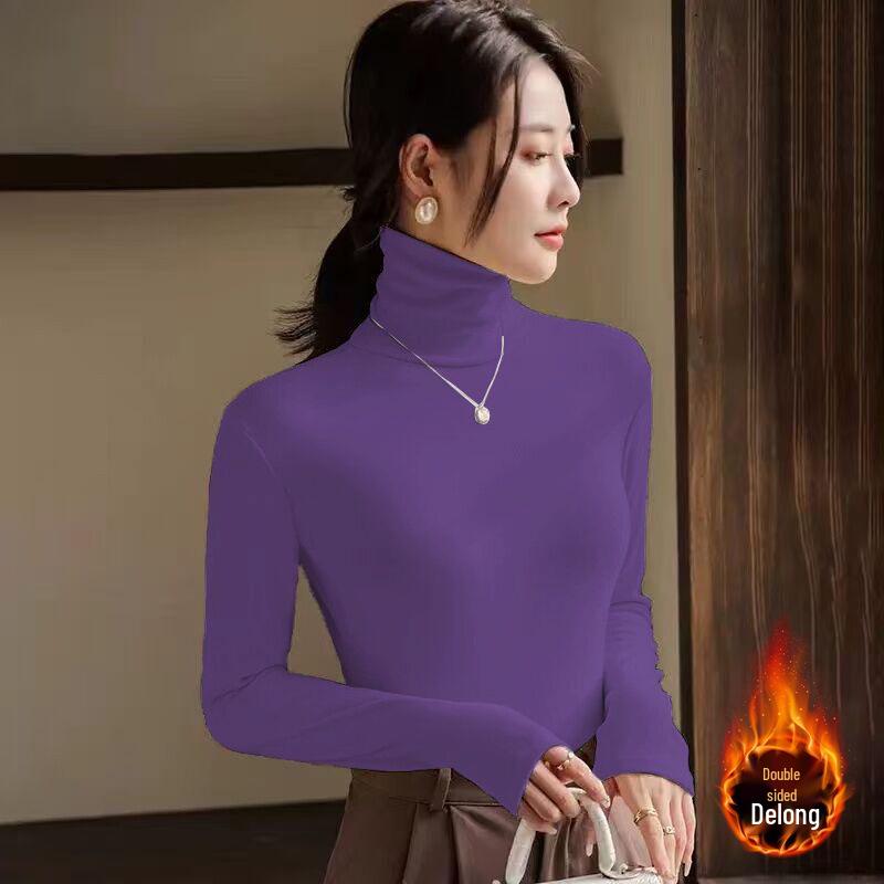 

Женский велюровый топ с флисовой подкладкой, высоким воротом и длинными рукавами, облегающего кроя, для осени/зимы M (85-105 jin)