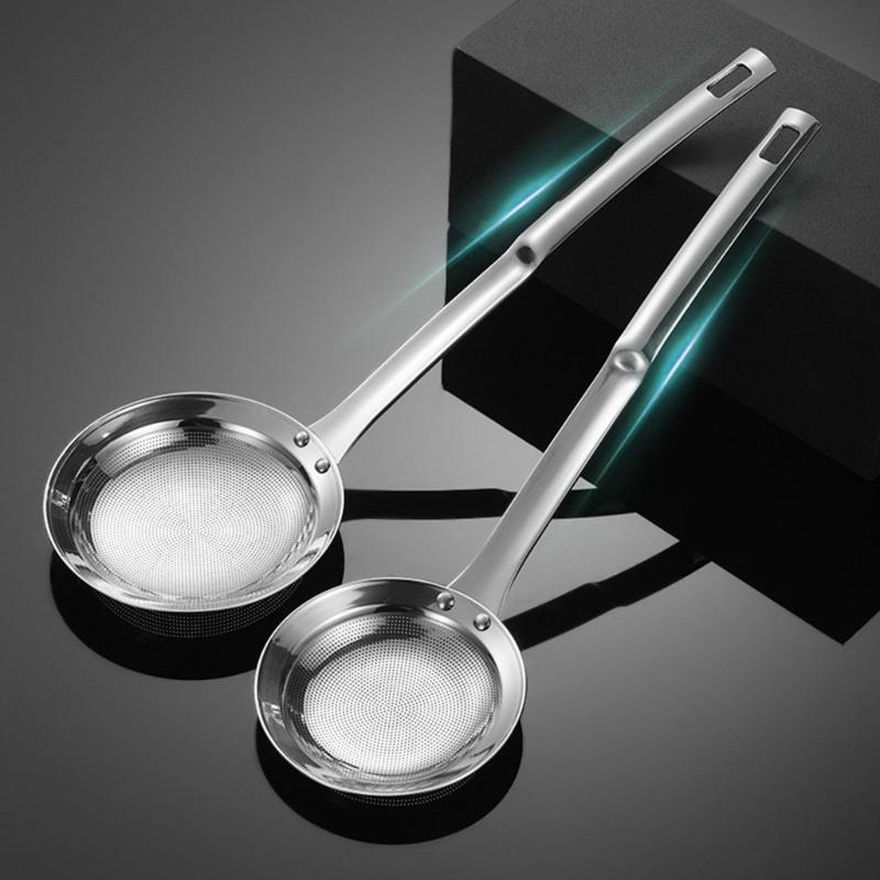 2pcs 304 Stainless Steel Grease Skimmers Spoon Fine Mesh Colander For Efficient Foam Removal Cooking Accessories
