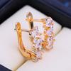 FEEYOO Clip Earrings Rose Gold Color Fashion Earring For Women Cubic Zirconia Stud Earrings Jewelry