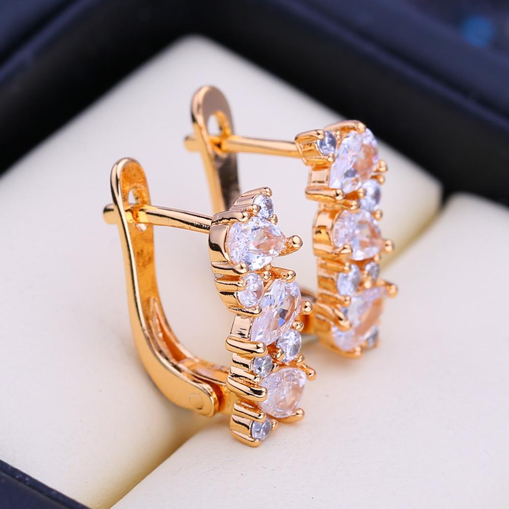 FEEYOO Clip Earrings Rose Gold Color Fashion Earring For Women Cubic Zirconia Stud Earrings Jewelry