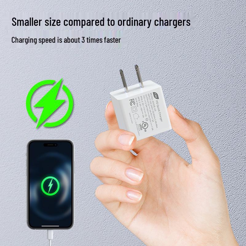 PD30W GaN Charger - UL & FCC Certified, Single USB-C Port, Fast Charging with 5V/9V/12V/15V/20V Protocols.