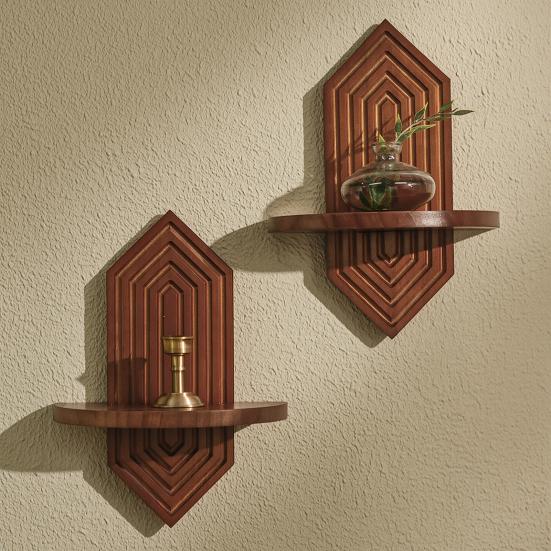 Solid Wood Wall Shelf, Thickened Storage Shelf for Small Plants, Decorative Aromatherapy Holder Shelf for Home Decor