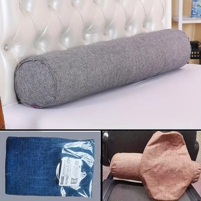 1Pc Linen Body Pillow Cover, Long Round Bolster Pillowcase For Bed, Sofa, Neck, Back, Waist Support Cushion