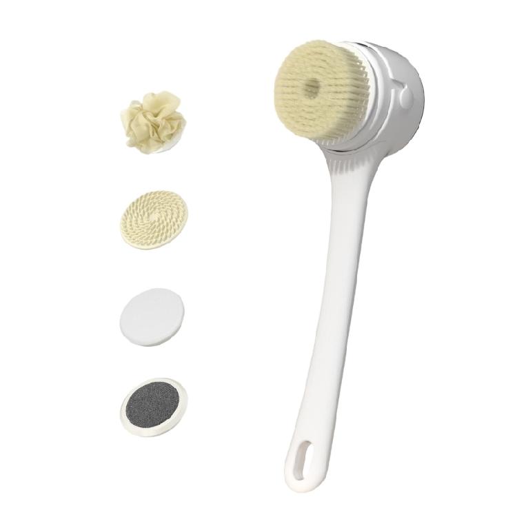 Body Scrubber 5MultiUse Brush Head IPX7 Waterproof Rechargeable Long Handle For Deep Pore Cleansing Relaxing Tool