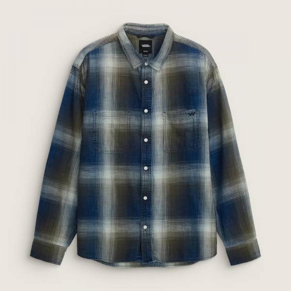 Vans Premium Indigo Plaid Long Sleeve Woven Shirt   Vn000t6xfr1 S(95~100)