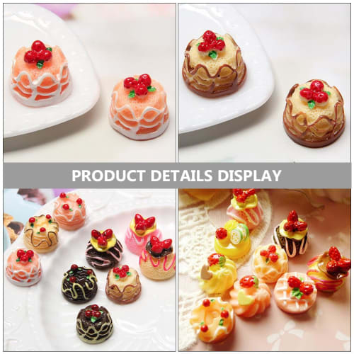 50 POPETPOP Miniatur Handgefertigte Bastelbedarf, Dekorative Materialien, Basteldekorationen, Donuts, Macarons, Eisbecher