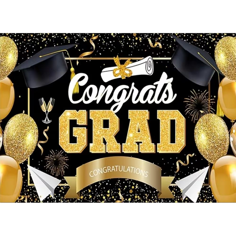 1pc graduation season banner | Congratulations on graduation! Graduation Congratulations Party Decoration Polyester Background 100X150cm