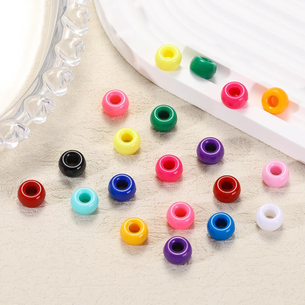 TX40 100Pcs 9mm Colors Minimalist Multicolor Rotundity Acrylic Big Hole Spacer Beads DIY Craft Kid Necklace Bracelets Accessory