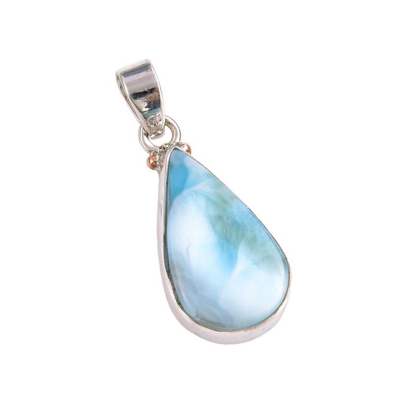 Natural Republic Larimar Gemstone 925 Solid Sterling Silver Pendant 1.25'' E6L92