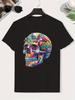 Skull & Graffiti Graphic Vibrant Cartoon Fashion Kids Printed T-Shirt Summer Girl Boy Shirt Casual Tops Crewneck Clothing