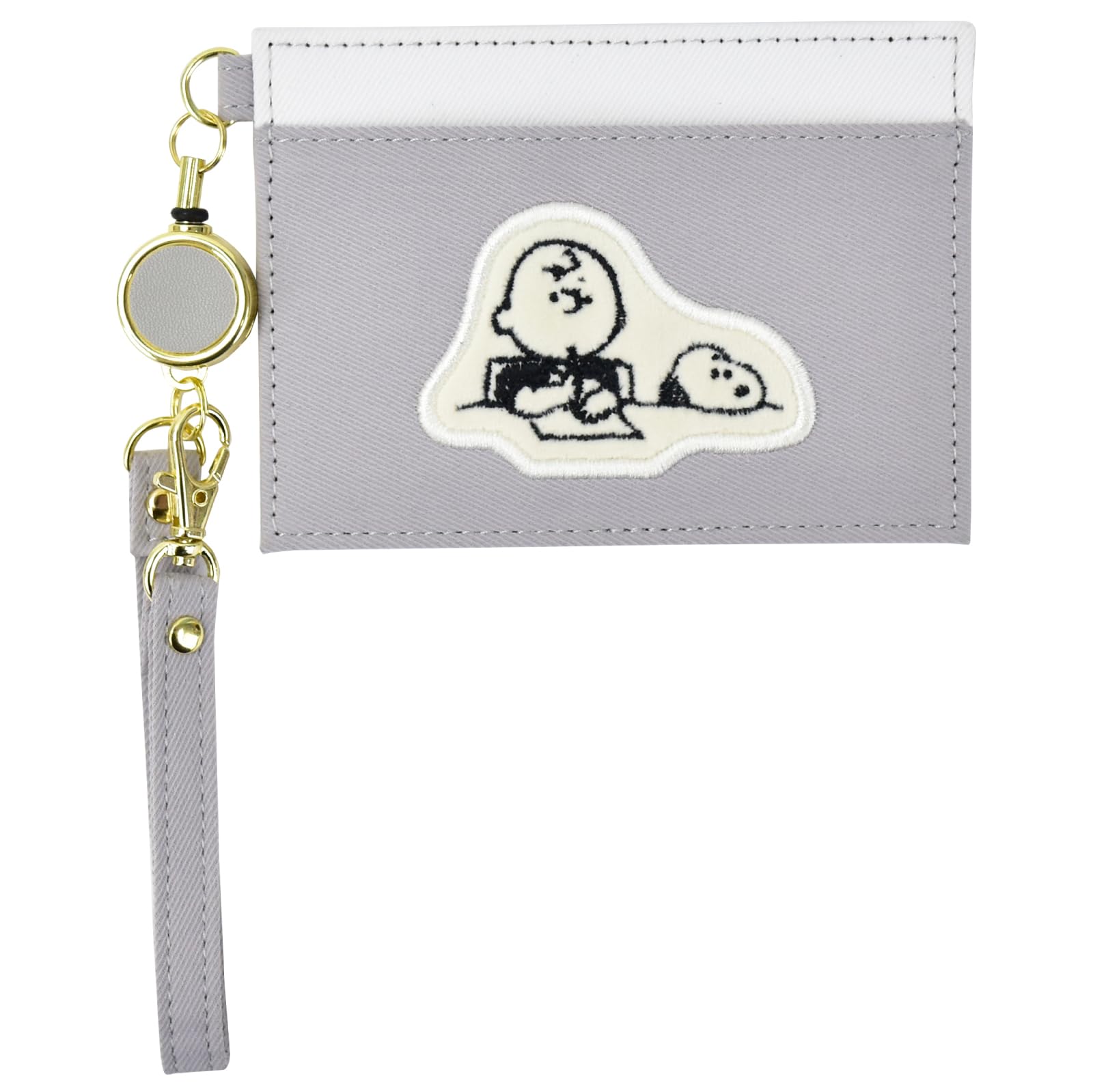 

Snoopy Pass Case Pass Case with Reel Applique Card Case Simple Compact snoopy0481 Gray [Marimocraft] Women s (SPIK-354)