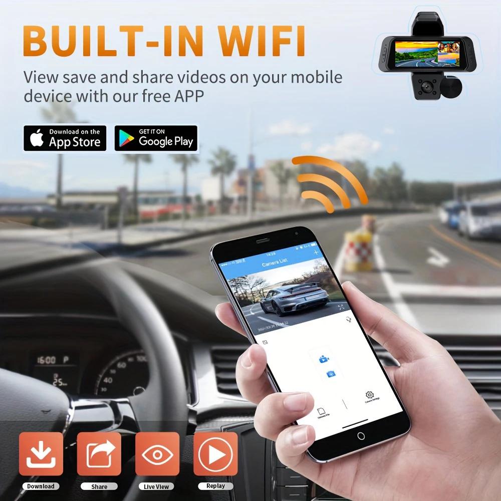 3Camera Dash Cam For Car Camera 1080P Video Recorder WIFI Car DVR Front Rear View Camera Night Vision Black Box Car Accessories