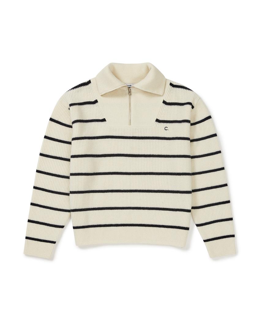 CLOVE [24Fw Clove] Half-Zip Knit Sweater (Ivory)