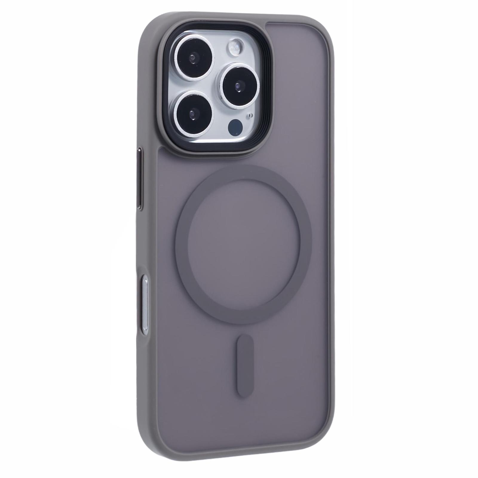 

For iPhone 16 Pro Max Case Compatible with MagSafe TPU+PC Rubberized Finish Phone Cover Grey