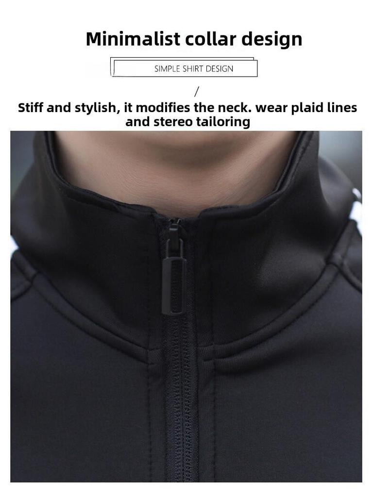2022 Unisex Stand-Up Collar Baseball Jacket - Casual Three-Bar Design for Students